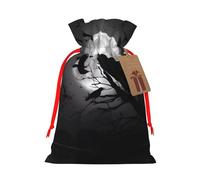 M - Bolsas de Navidad con cordón, estampado de pájaros de cuervo, bolsas de vacaciones para bodas, cumpleaños
