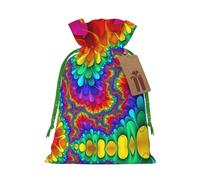 M - Bolsas de Navidad con cordón, estampado de teñido anudado de arco iris, color rojo, bolsas de fiesta de Navidad para bodas, cumpleaños