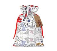 M - Bolsas de Navidad con cordón - I Love London Print Christmas Party Holiday Bags para bodas, cumpleaños
