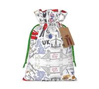 M - Bolsas de Navidad con cordón - I Love London Print Christmas Party Holiday Bags para bodas, cumpleaños