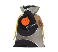 M - Bolsas de Navidad con cordón - Impresión de discos de vinilo vintage para fiestas de Navidad para bodas, cumpleaños