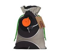 M - Bolsas de Navidad con cordón - Impresión de discos de vinilo vintage para fiestas de Navidad para bodas, cumpleaños