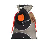 M - Bolsas de Navidad con cordón - Impresión de discos de vinilo vintage para fiestas de Navidad para bodas, cumpleaños