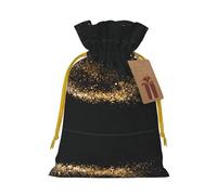 M - Bolsas de Navidad con estampado de arena dorada y negra, bolsa de regalo para cumpleaños, bodas