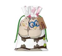 M - Bolsas de Navidad con estampado de pájaros de amor, bolsas de regalo con cordón para Navidad, cumpleaños, boda, recuerdos de fiesta