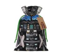 M - Bolsas de Navidad reutilizables con estampado de cabina de avión para fiestas de Navidad, vacaciones, con cordón, bolsas de regalo para cumpleaños, bodas