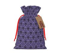 M - Bolsas de Navidad reutilizables con estampado de mansión embrujada, para fiestas de Navidad, vacaciones, con cordón, bolsas de regalo para cumpleaños, bodas