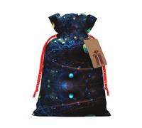 M - Bolsas de Navidad reutilizables con estampado de planetas del espacio exterior, fiestas de Navidad, vacaciones, bolsas de regalo con cordón para cumpleaños, bodas