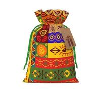 M - Bolsas de Navidad reutilizables con estampado nacional africano para fiestas de Navidad, vacaciones, bolsas de regalo con cordón para cumpleaños, bodas