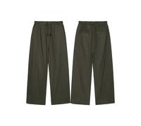 (M,Brownish Black)High Street Essentials Fog Solid Color Woven Straight Men Loose Casual Drawstring Trousers, Thin And Trendy