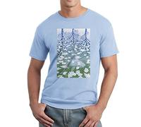 - M.C. Escher - Camiseta para hombre, diseño de estanque con pez - Azul - X-Large