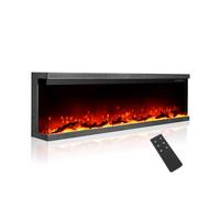 M.C.Haus Chimenea Eléctrica de Lujo de 3 Caras con 3 Formas de Instalación, Chimenea Empotrada en Pared Multimedia, Efecto de Llama Eléctrica con 9 Colores, 1800W, 153cm/60inch, Negro