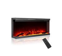 M.C.Haus Chimenea Eléctrica de Lujo de 3 Caras con 3 Formas de Instalación, Chimenea Empotrada en Pared Multimedia, Efecto de Llama Eléctrica con 9 Colores, 1800W, 102cm/40inch, Negro