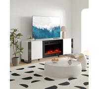M.C.Haus Soporte de TV moderno, adecuado para televisores de hasta 75 pulgadas y 75 pulgadas, 12 colores, chimenea eléctrica 900 W/1800 W, 2 gabinetes, blanco