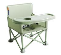 M-CASTLE Asiento elevador portátil de viaje con bandeja, silla de comedor plegable para bebés, ideal para camping, playa, césped, silla de camping para niños de 6 meses a 3 años (verde)
