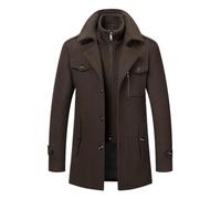 M&Catree Abrigo de Lana para Hombre Trenca Abrigos Invierno Regular Fit Gabardina Militares Chaqueta - Marrón, L