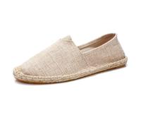 M&Catree Alpargatas para Mujeres y Hombres en Canvas Espadrillas Antideslizante Slip-on Alpargata Unisex Adulto Mocasines Planos - Lino Marrón, CN 40