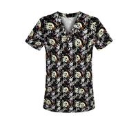 M&Catree Casacas Sanitarias Mujer Hombre Estampado Camisas Manga Corta Cuello V para Enfermeras, Dentistas, Médicos