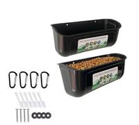 M&Catree Comederos Bebedero para Caballos, Cuenco para Aves, Polluelos, Caballos, Bovinos, Cabras y Perros - Negro 2pcs | Gancho en D