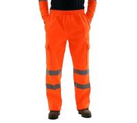 M&Catree Pantalones con Tiras Reflectantes y Forro Polar para Hombre Alta Visibilidad Pantalones de Trabajo Cálidos - Naranja, L