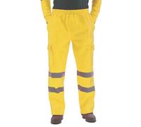 M&Catree Pantalones con Tiras Reflectantes y Forro Polar para Hombre Alta Visibilidad Pantalones de Trabajo Cálidos - Amarillo, 3XL