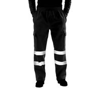 M&Catree Pantalones con Tiras Reflectantes y Forro Polar para Hombre Alta Visibilidad Pantalones de Trabajo Cálidos - Negro, XL