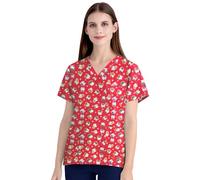 M&Catree Sanitario Camisa Médica Cuello en V para Mujeres Manga Corta Casacas Sanitarias con Bolsillos