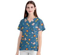 M&Catree Sanitario Camisa Médica Cuello en V para Mujeres Manga Corta Casacas Sanitarias con Bolsillos