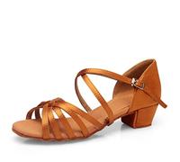 M&Catree Zapatos de Baile Latín Calzado de Tacón Medio para Niña Mujer - Color de Piel, CN 40 (Longitud: 24cm)