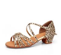 M&Catree Zapatos de Baile Latín Calzado de Tacón Medio para Niña Mujer - Leopardo, CN 40 (Longitud: 24cm)
