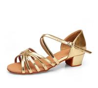 M&Catree Zapatos de Baile Latín Calzado de Tacón Medio para Niña Mujer - Oro, CN 28 (Longitud: 18cm)