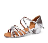 M&Catree Zapatos de Baile Latín Calzado de Tacón Medio para Niña Mujer - Plata, CN 40 (Longitud: 24cm)