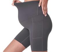 (M,Dark gray)Women Pregnancy Shorts Yoga Leggings with Pocket High Waist Pregnancy Leggings Pilates Shorts for Home Walking Ftiness Pink XL