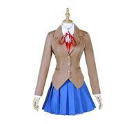 (M)Doki Doki Literature Club Monika Disfraz de Cosplay Uniforme Escolar Conjunto de Blazer y Falda Plisada