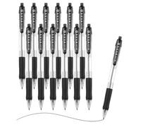 M&G Bolígrafo Retráctil 0.5mm, 12 Piezas Punta Fina Tinta Negra Click Bolígrafos De Escritura Para Diario Hogar Oficina Aula, Transparente