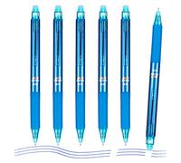 M&G Bolígrafos de gel borrables, 6 bolígrafos retráctiles de tinta azul borrables de punta fina de 0.5 mm, bolígrafos borrables de secado rápido con agarre antideslizante, bolígrafos que hacen