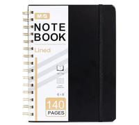 M&G Cuaderno de espiral rayado, 146 páginas, A5 de 8 x 6 pulgadas, cuaderno de escritura de tapa dura de 146 pulgadas, cuaderno de escritura de 80 g/m² con rayas universitarias para mujeres y hombres