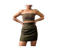 (M,Green)Women's Leopard Print Mini Skirt High Waist A-Line Short Skirt