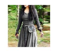(M,Grey)Medieval Dress Women Long Sleeve Maxi Robe Vintage Fairy Elven Dress Renaissance Celtic Viking Gothic Clothing Fantasy Ball Gown
