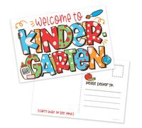 m&h invita Postales de bienvenida al jardn de infantes para estudiantes de parte del maestro - Lindos tiles escolares para el primer da de cla