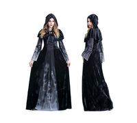 (M)Halloween Carnival Skull Print Long Dress Witch Queen Costume Costume