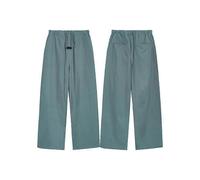 (M,Haze Blue)High Street Essentials Fog Solid Color Woven Straight Men Loose Casual Drawstring Trousers, Thin And Trendy