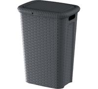 M-Home | Baúl para ropa | Plástico/Imitación Mimbre/Antracita | 43,8 x 32,5 x 59,5 cm/53 L | LAUNDRY HAMPER | PLS6046-34