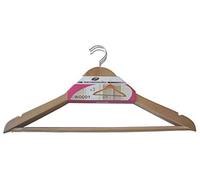 M-Home Lote de 3 Perchas con Barra Antideslizante, Madera, Natural, 44x4x22 cm