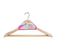 M-Home Lote de 3 Perchas Triangulares Barnizada con Barra, Madera, Natural, 44x4x22 cm