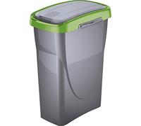M-Home Swing Bin Color 25 Cubo de Basura Tri-Selectivo, Plata y Verde, 25 L