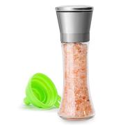 M JINEMEI - Molinillo de sal y pimienta de tamaño alto, molinillo de hierbas recargable, manual recargable, tapa de acero inoxidable, grosor ajustable, material de vidrio, se adapta al hogar, cocina,
