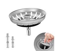 M JINGMEI Tapón de Fregadero de Cocina, Tapones universales para Fregadero del Reino Unido, tapón de Repuesto para Atrapador de Alimentos y Pelo, Acero Inoxidable 304 (80mm)