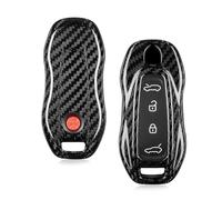 M.JVisun Auténtico Fibra de Carbono Carcasa para Llave para Porsche Macan 4 Turbo Eléctrico 2024-2025 Funda Llave del Coche Protector - Negro