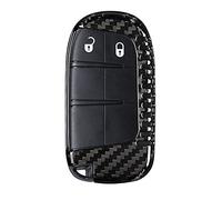 M.JVisun Auténtico Fibra de Carbono Carcasas para Llaves para Jeep Compass Grand Cherokee SRT Renegade Trailhawk Inteligente Funda Llave del Coche Protector - A Estilo - Negro